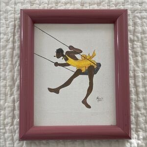 Artistic Swinging Figure in Yellow Dress - Framed Art Print